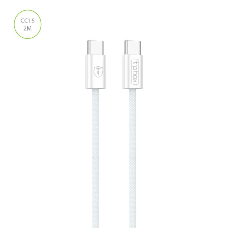 KABEL T-PHOX CC15 SERIES USB-C/USB-C 60W 3A 2M WHITE