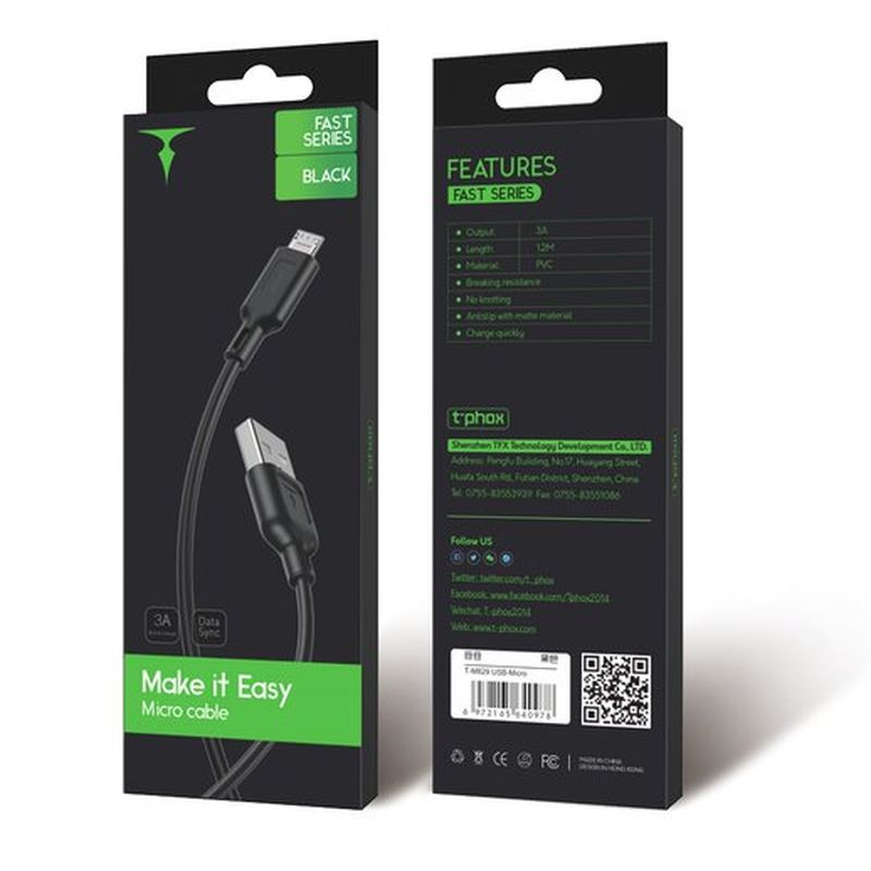 KABEL T-PHOX FAST MICRO USB BLACK / 6