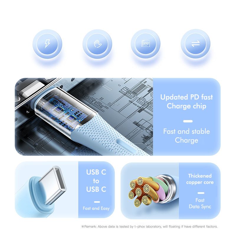 KABEL T-PHOX GENTLE USB-C/USB-C 60W 1M BLACK / 4