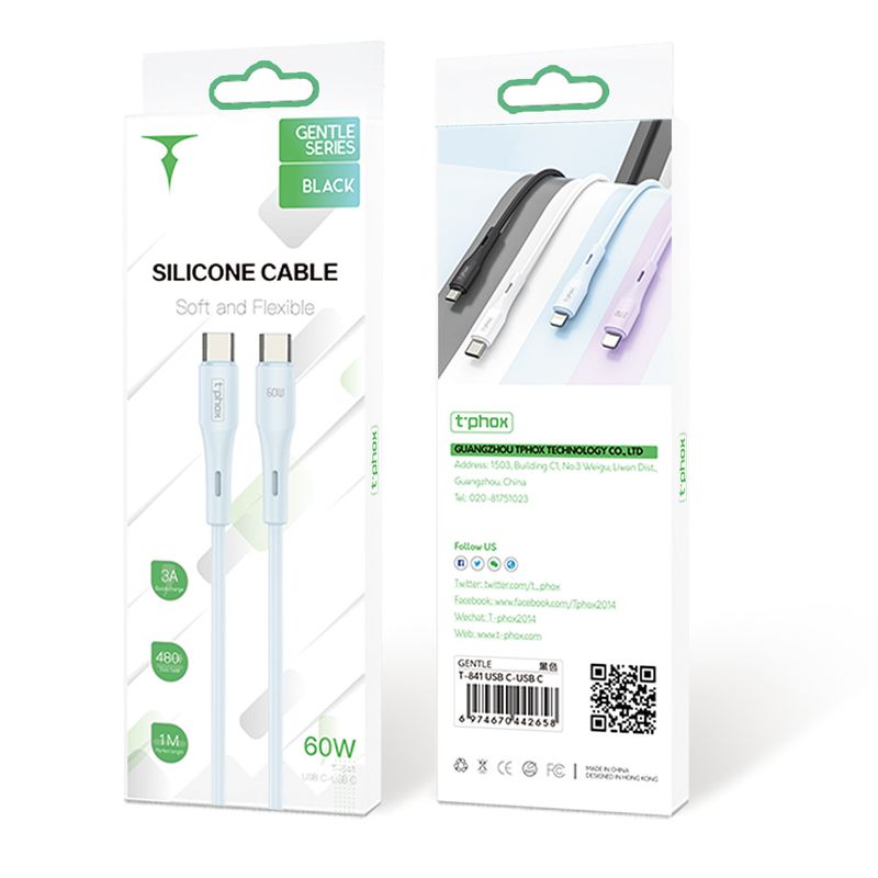 KABEL T-PHOX GENTLE USB-C/USB-C 60W 1M BLACK / 5
