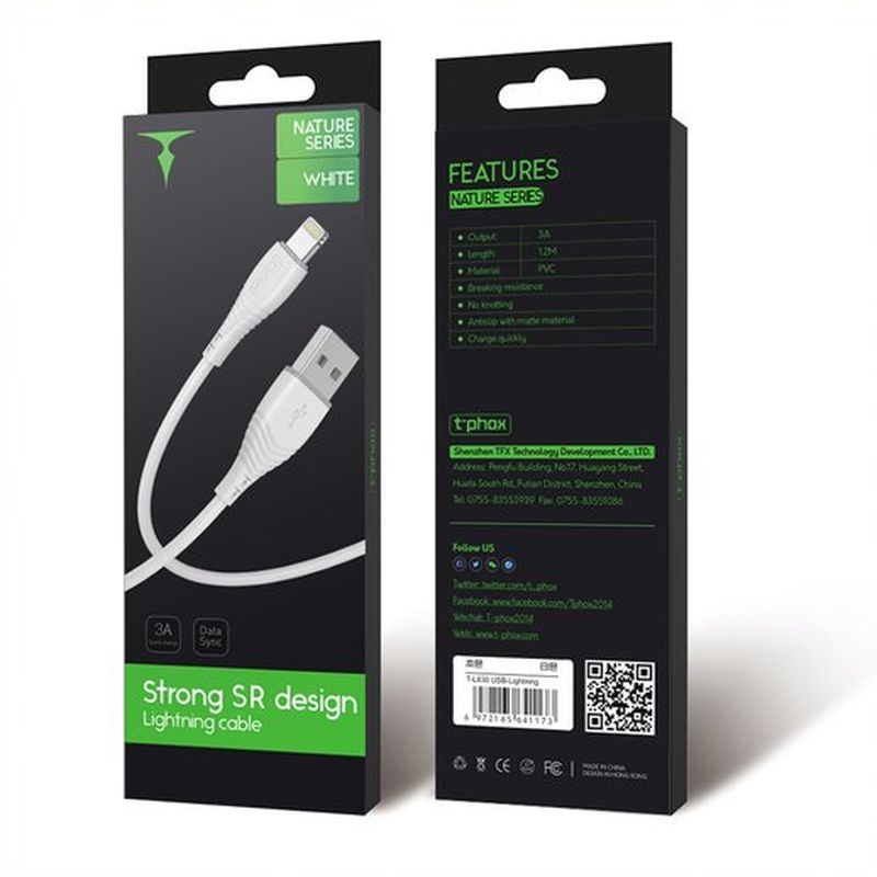 KABEL T-PHOX NATURE LIGHTNING WHITE 1.2M 3A / 7