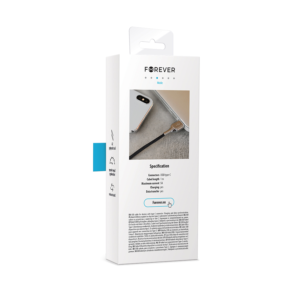 Kabel typ-C 5A 1m czarny Core / 5