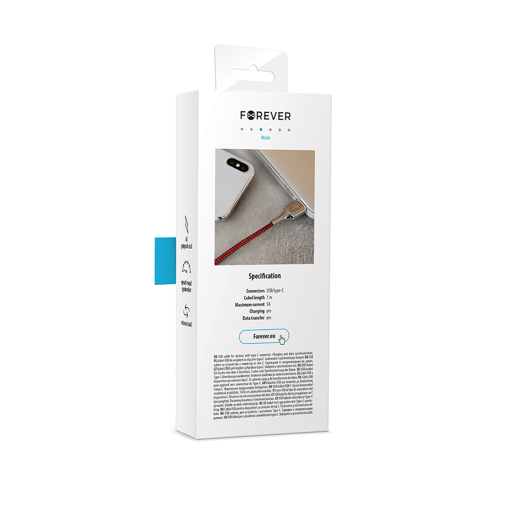 Kabel typ-C 5A 1m czerwony Core / 5