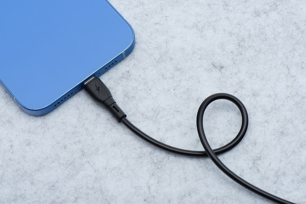 Kabel USB-C 1m 100cm 60W szybkie �adowanie czarny Alcatel 3L 2021 / 3