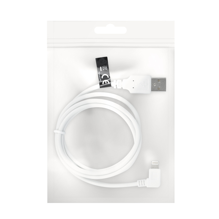 Kabel USB do iPhone 8-PIN ktowy biay woreczek 1m 1A