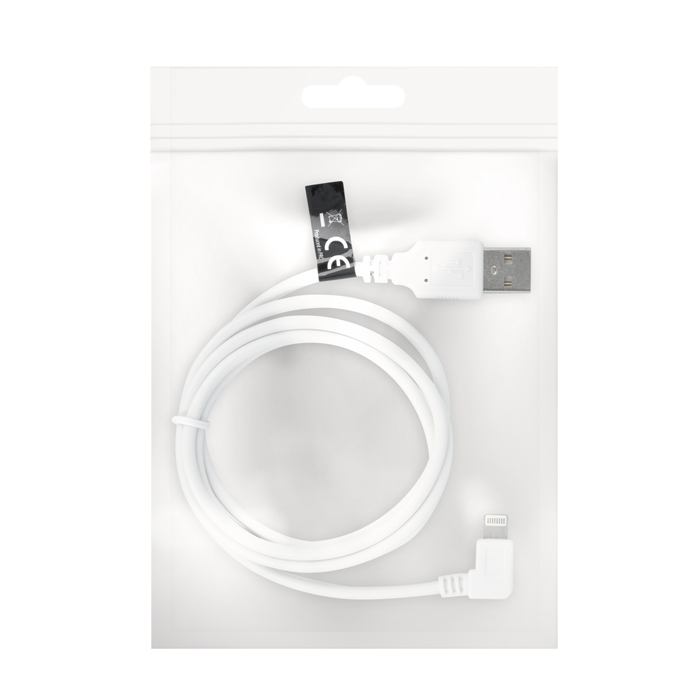 Kabel USB do iPhone 8-PIN k�towy bia�y woreczek 1m 1A