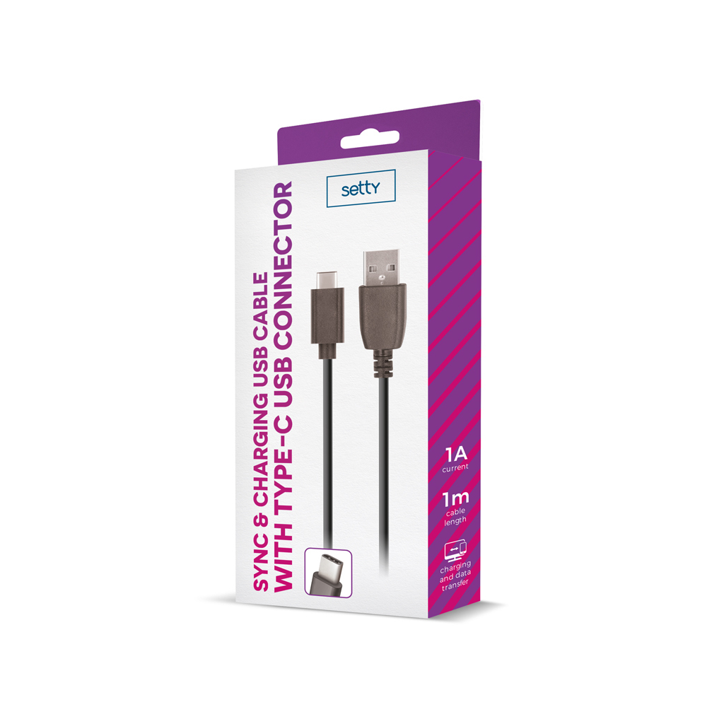 Kabel USB Setty 1m 1A typ C czarny / 2