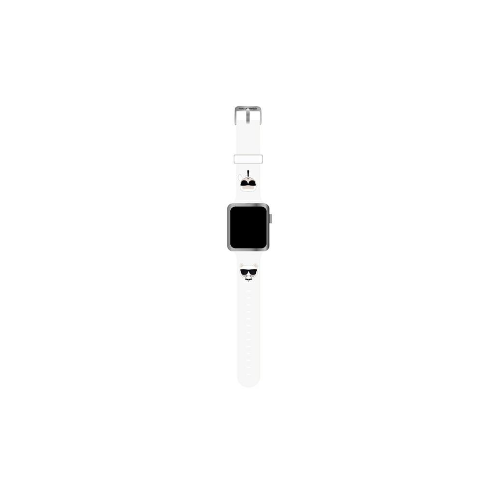 Karl Lagerfeld pasek do Apple Watch 38 / 40 / 41 KLAWMSLCKW biały Silicone Karl & Choupette Head