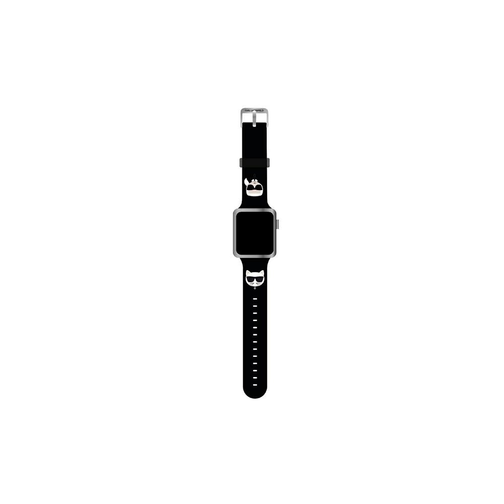 Karl Lagerfeld pasek do Apple Watch 42 / 44 / 45 KLAWLSLCKK czarny Silicone Karl & Choupette Head