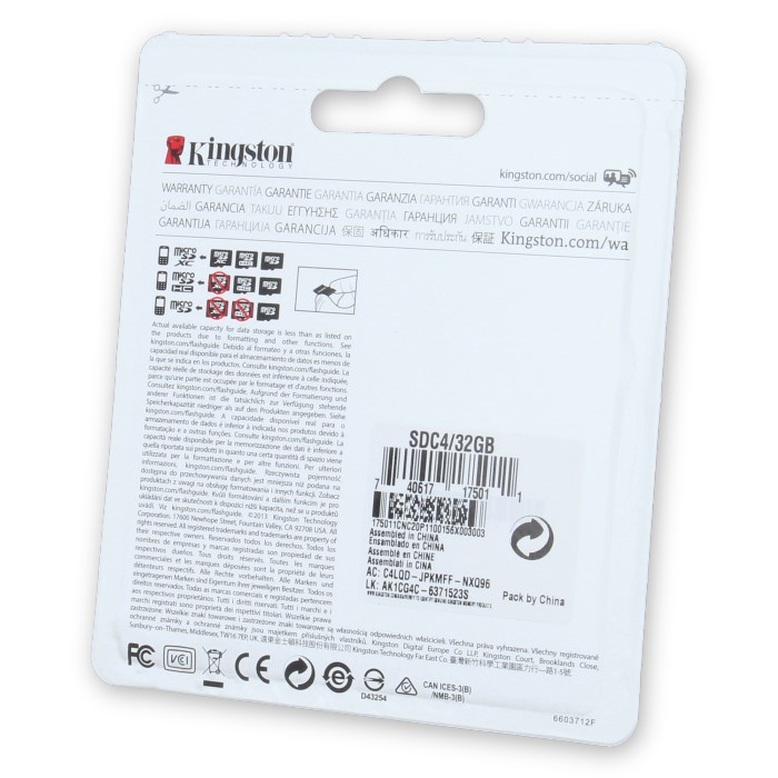 Karta pami�ci Kingston microSDHC 32 GB z adapterem / 2