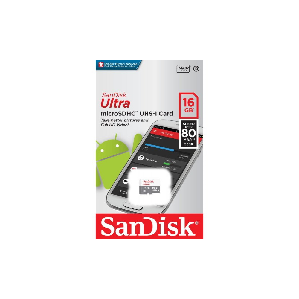 Karta pami�ci microSDHC SanDisk Ultra 16 GB / 3