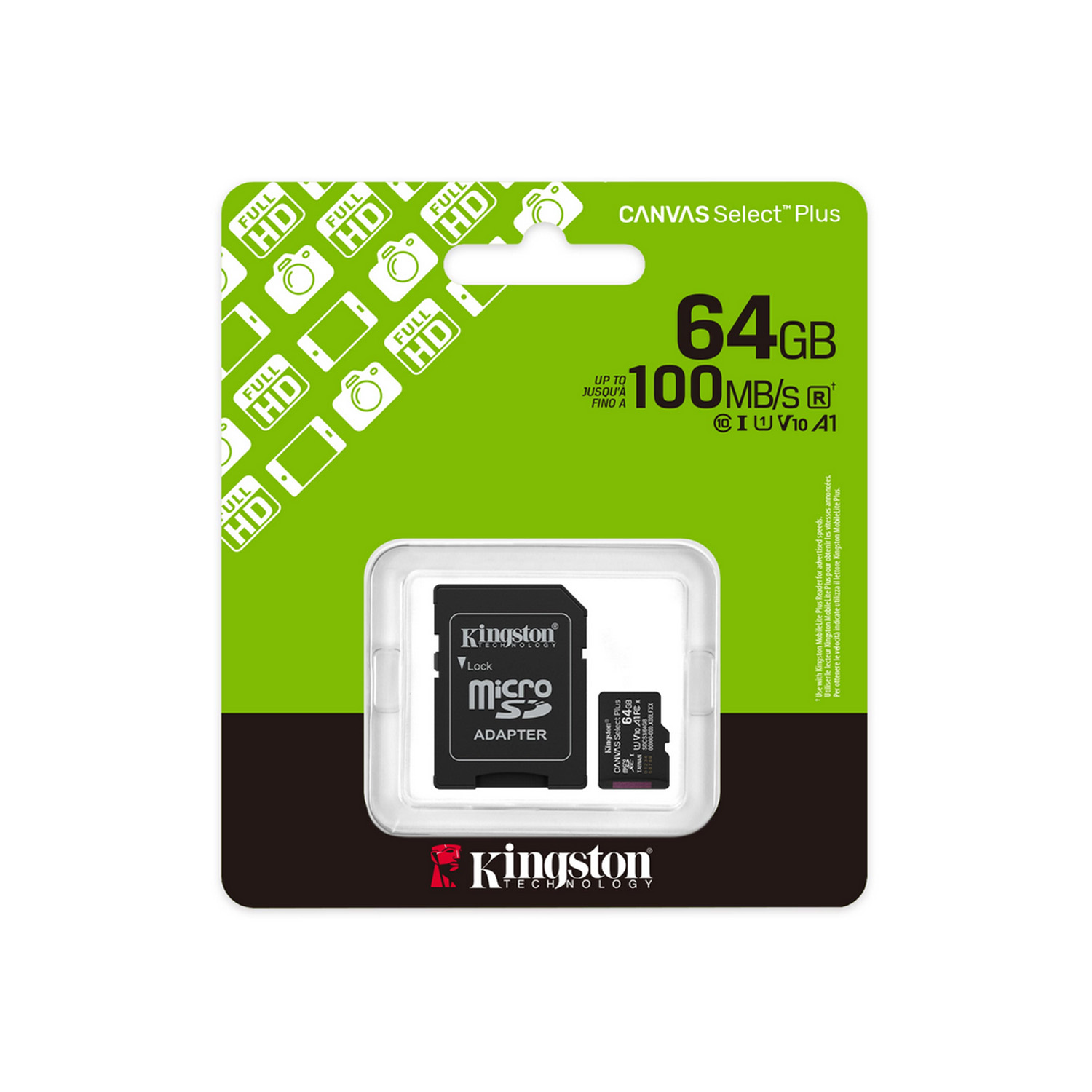 Kingston *microSD 64GB Canvas Select+ G3 150MB/s Adapt / 3