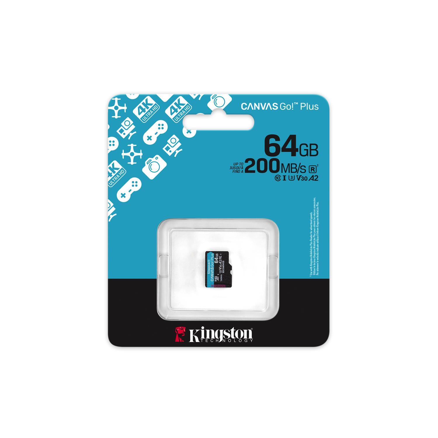 Kingston karta pami�ci 64GB microSDXC Canvas Go Plus Gen4 200MB/s A2 U3 V30 / 3