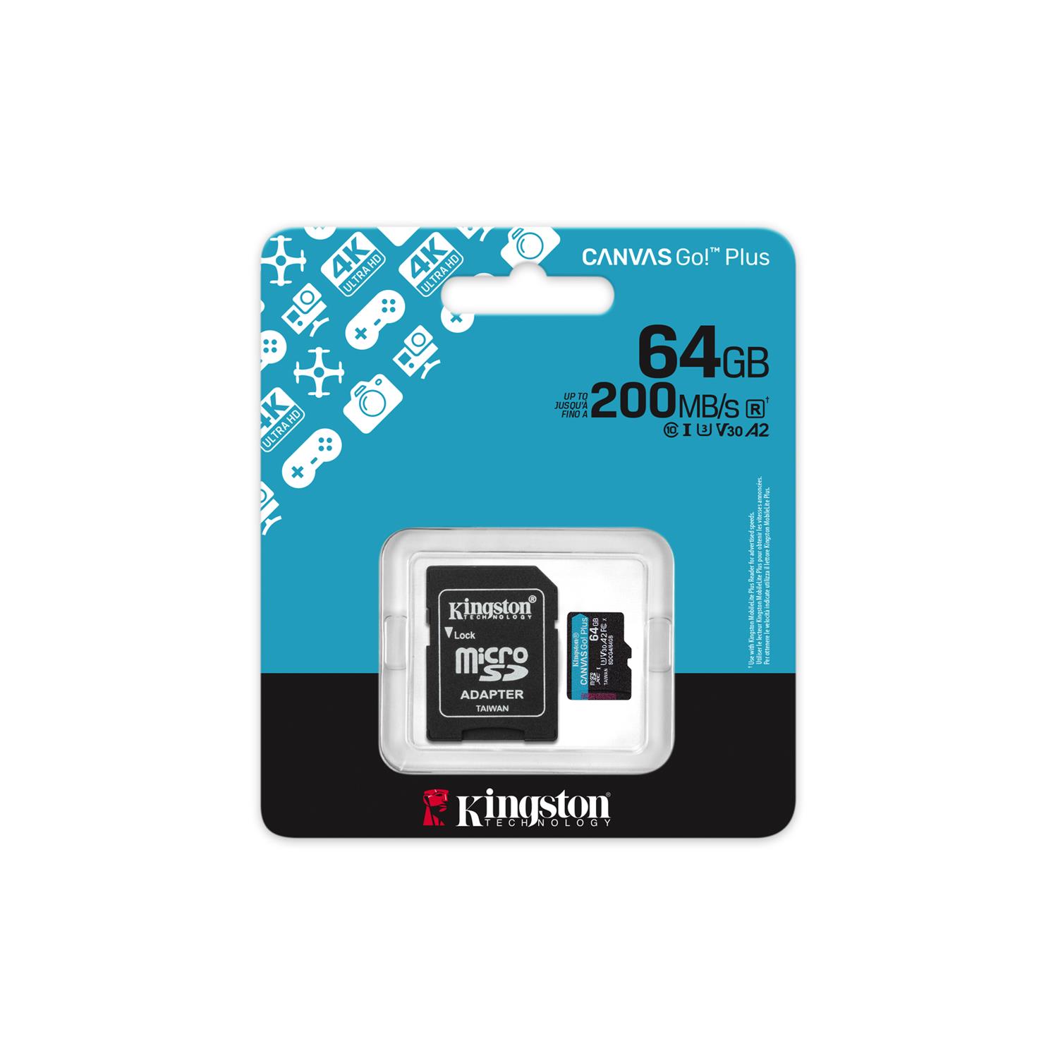 Kingston karta pami�ci 64GB microSDXC Canvas Go Plus Gen4 200MB/s A2 U3 V30 + adapter / 5