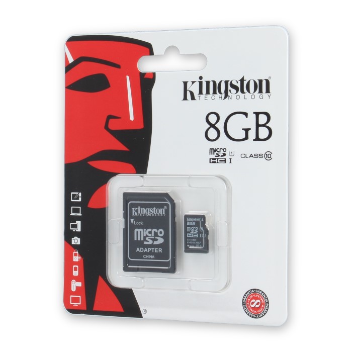 Kingston karta pamici microSDHC (8GB | class 4| 4 MB/s) + adapter