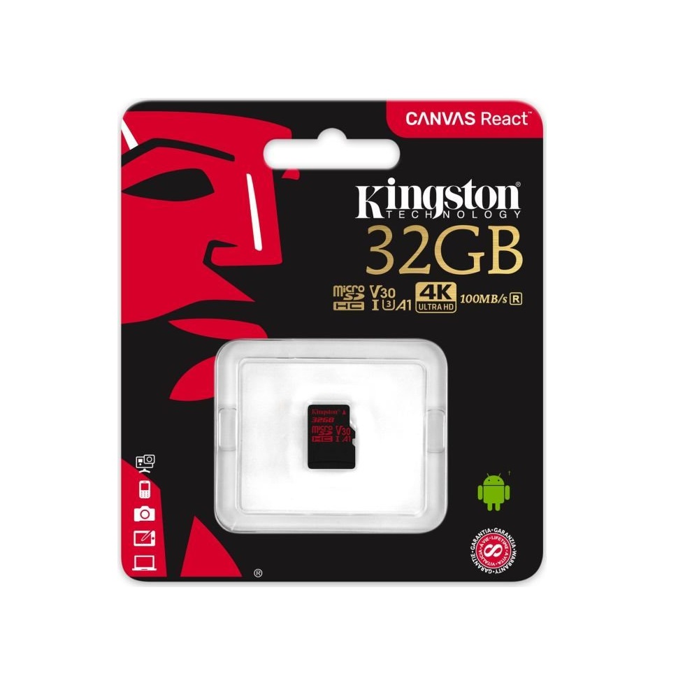 Kingston karta pamici microSDHC Canvas React (32GB | class 10 | UHS-I | 100 MB/s) / 2