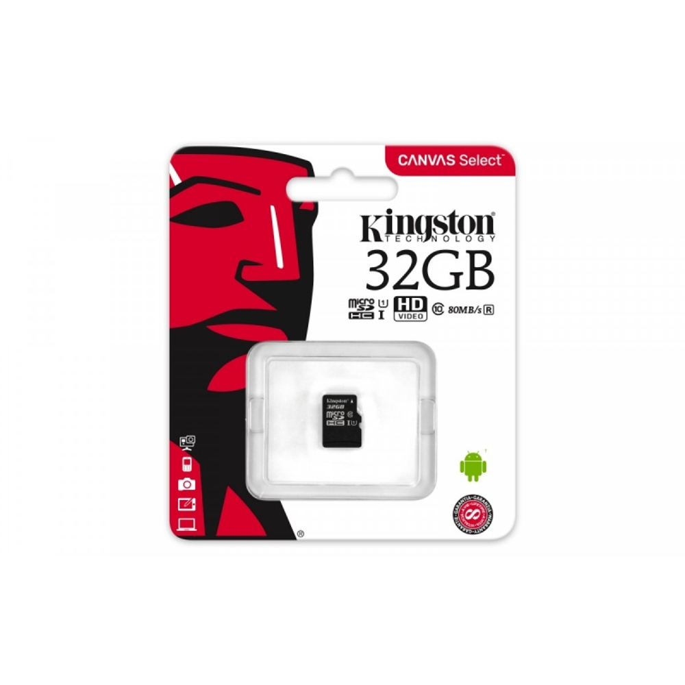 Kingston karta pamici microSDHC Canvas Select (32GB | class 10 | UHS-I | 80 MB/s)