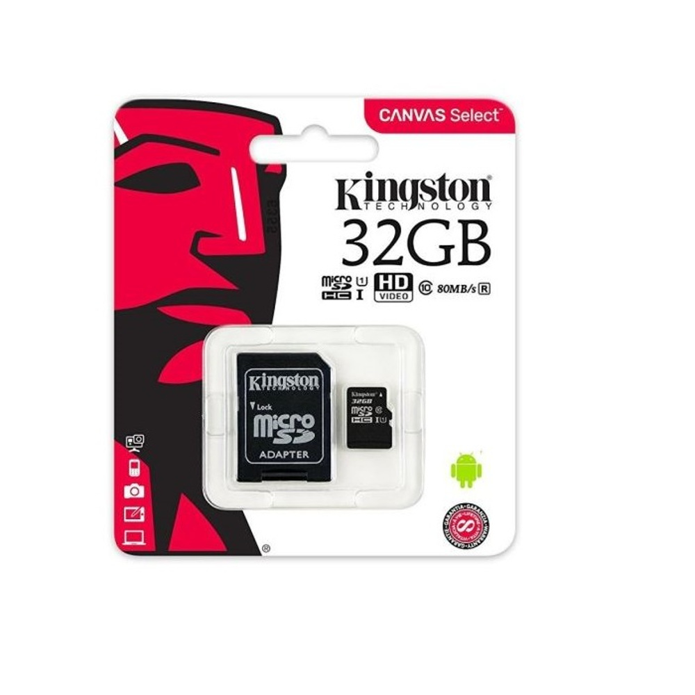 Kingston karta pamici microSDHC Canvas Select (32GB | class 10 | UHS-I | 80 MB/s) + adapter