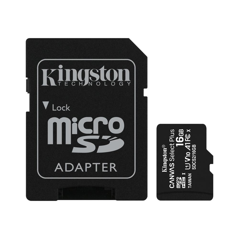 Kingston karta pamici microSDHC Canvas Select Plus (16GB | class 10 | UHS-I | 100 MB/s) + adapter