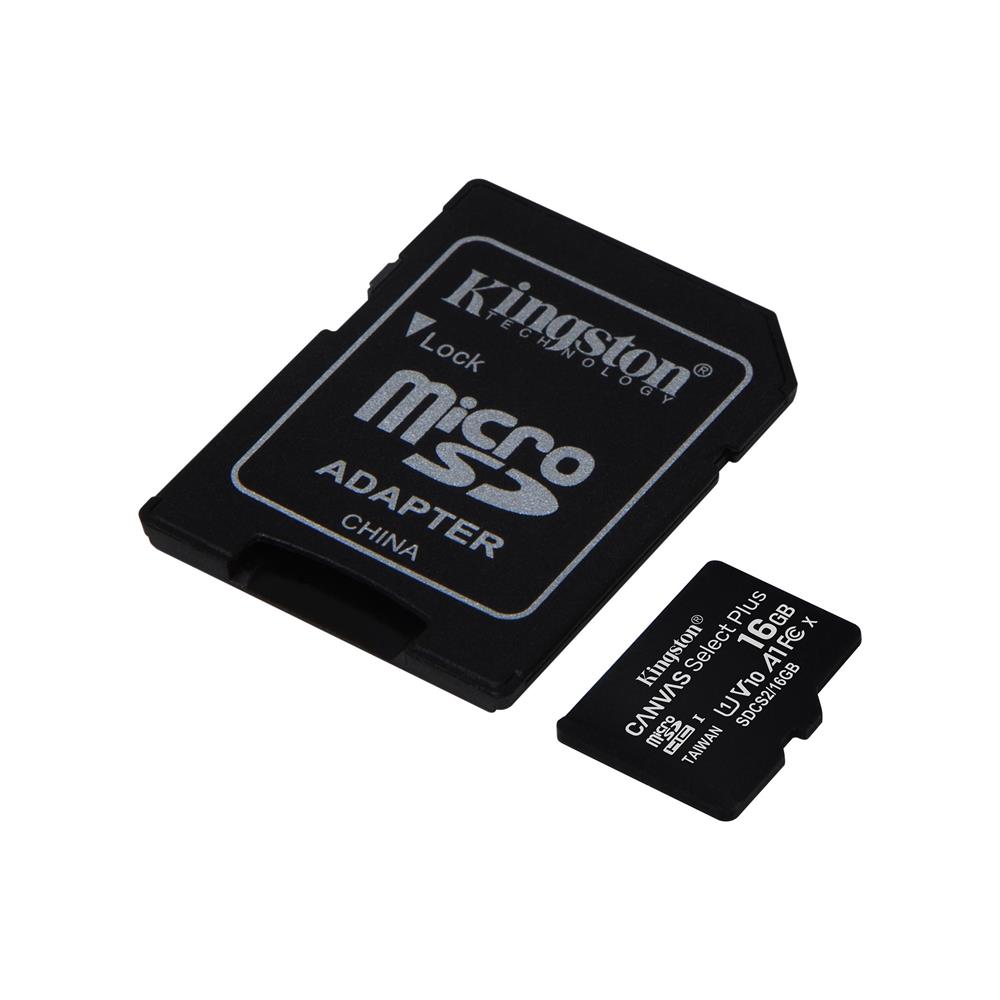Kingston karta pamici microSDHC Canvas Select Plus (16GB | class 10 | UHS-I | 100 MB/s) + adapter / 2