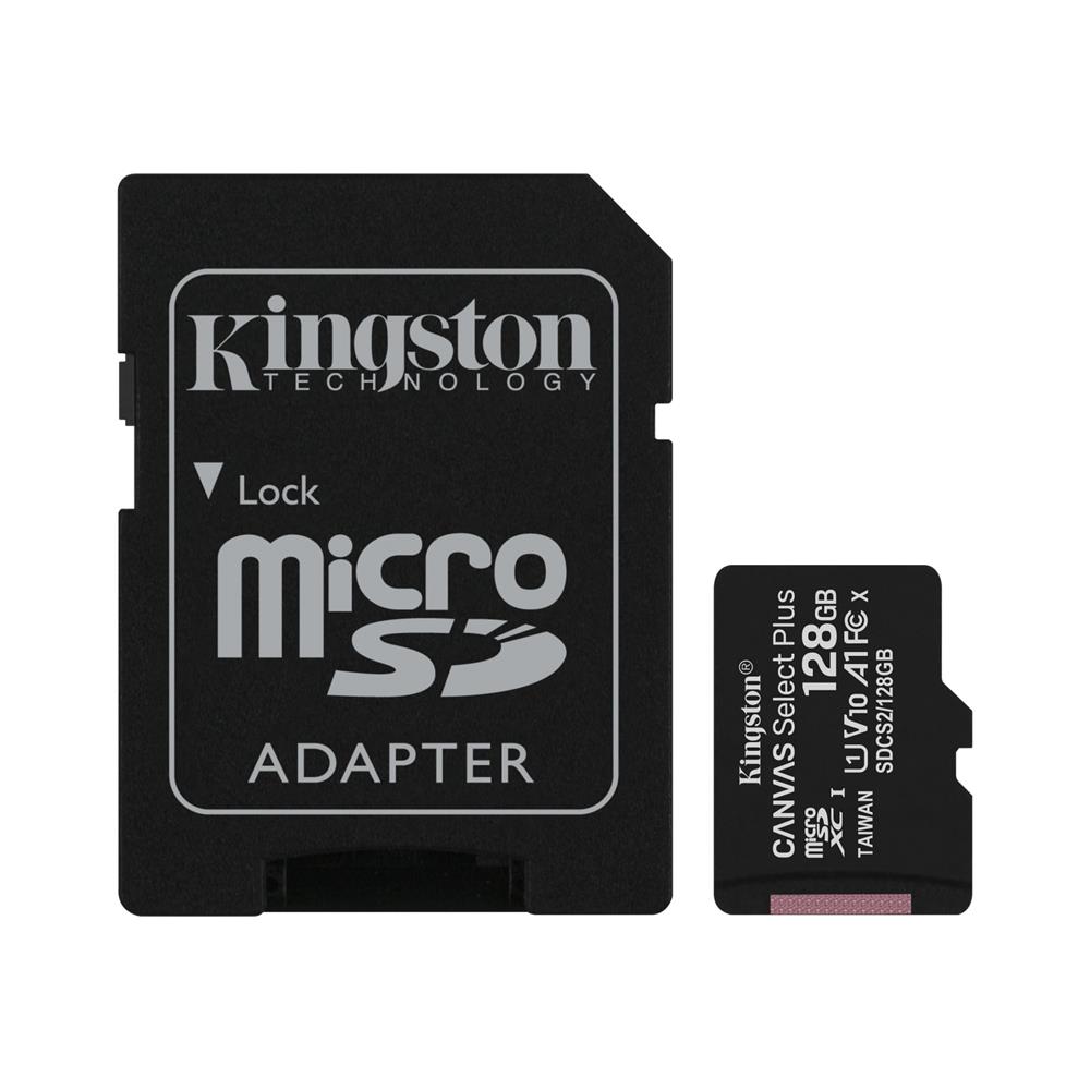 Kingston karta pamici microSDXC Canvas Select Plus (128GB | class 10 | UHS-I | 100 MB/s) + adapter