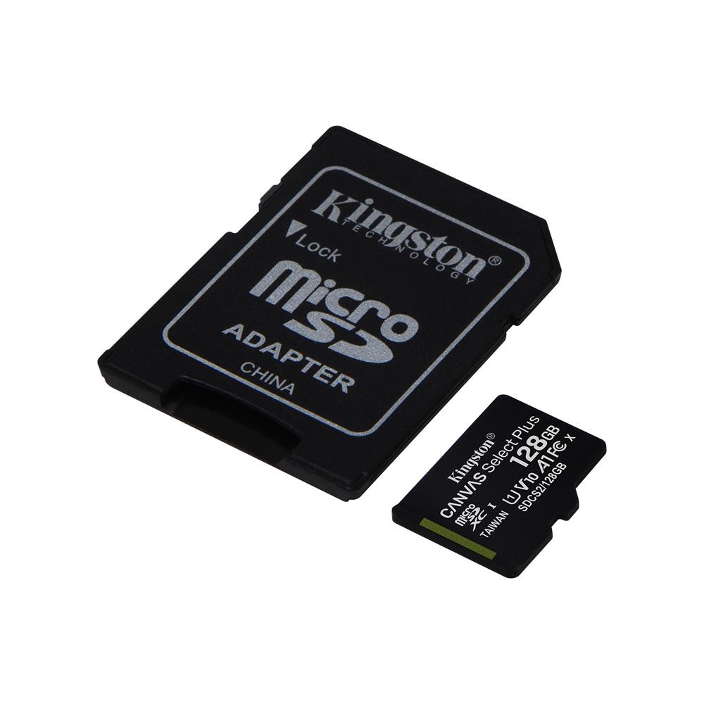 Kingston karta pamici microSDXC Canvas Select Plus (128GB | class 10 | UHS-I | 100 MB/s) + adapter / 2