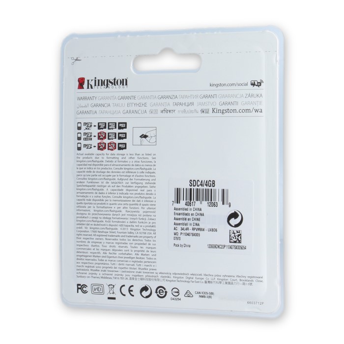 KINGSTON microSDHC 4GB cl. 4 + adap 4GB microSDHC cl. 4 z adapt. / 2