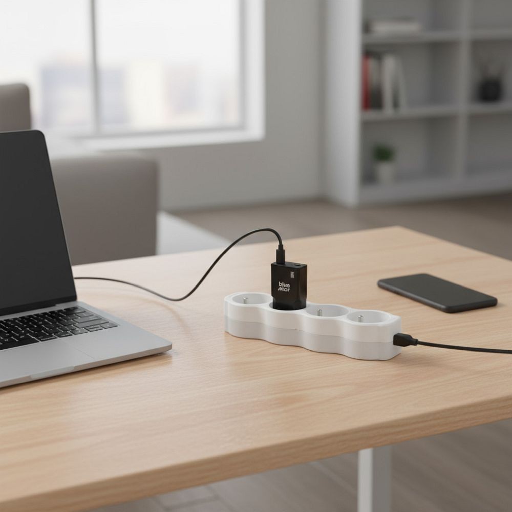 �adowarka Blue Star Slim GaN 30W 2 porty USB-C z d�ugim kablem 2m czarna Samsung Galaxy A52S 5G / 4