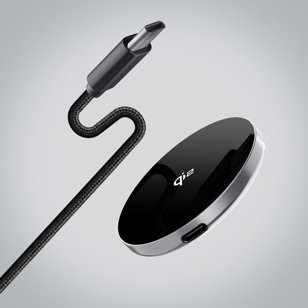 Szybka �adowarka indukcyjna bezprzewodowa Qi2 15W  USB-C srebrna z MagSafe Apple iPhone 11 6,1 cali / 4