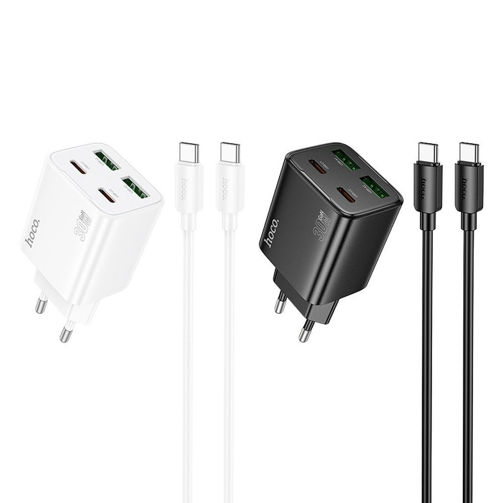 �adowarka Hoco N56 30W 2xUSB-C 2xUSB-A z kablem 1m USB-C bia�a Honor X50 5G / 3