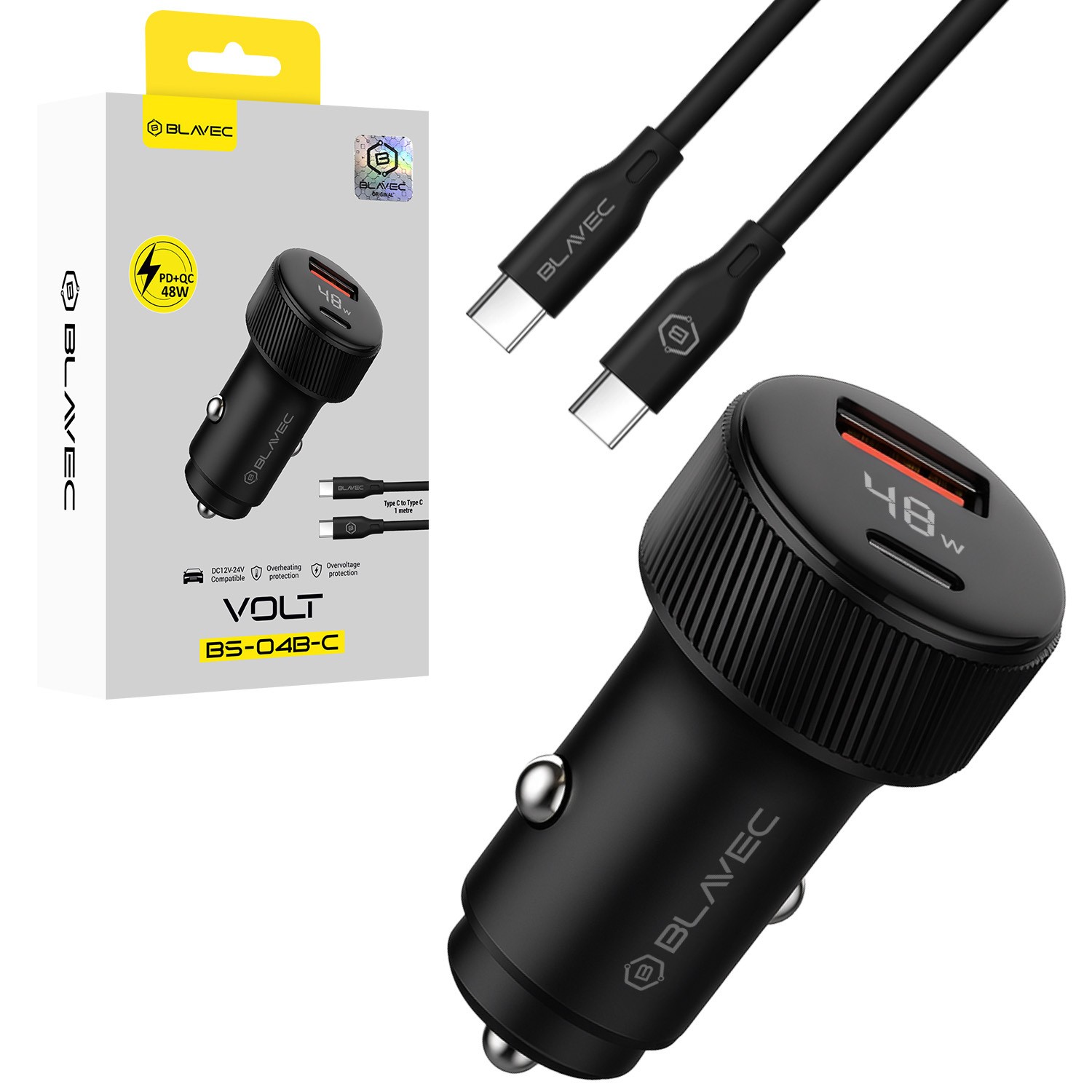 �adowarka samochodowa Blavec 48W PD USB-C USB-A czarna Motorola Moto E22S