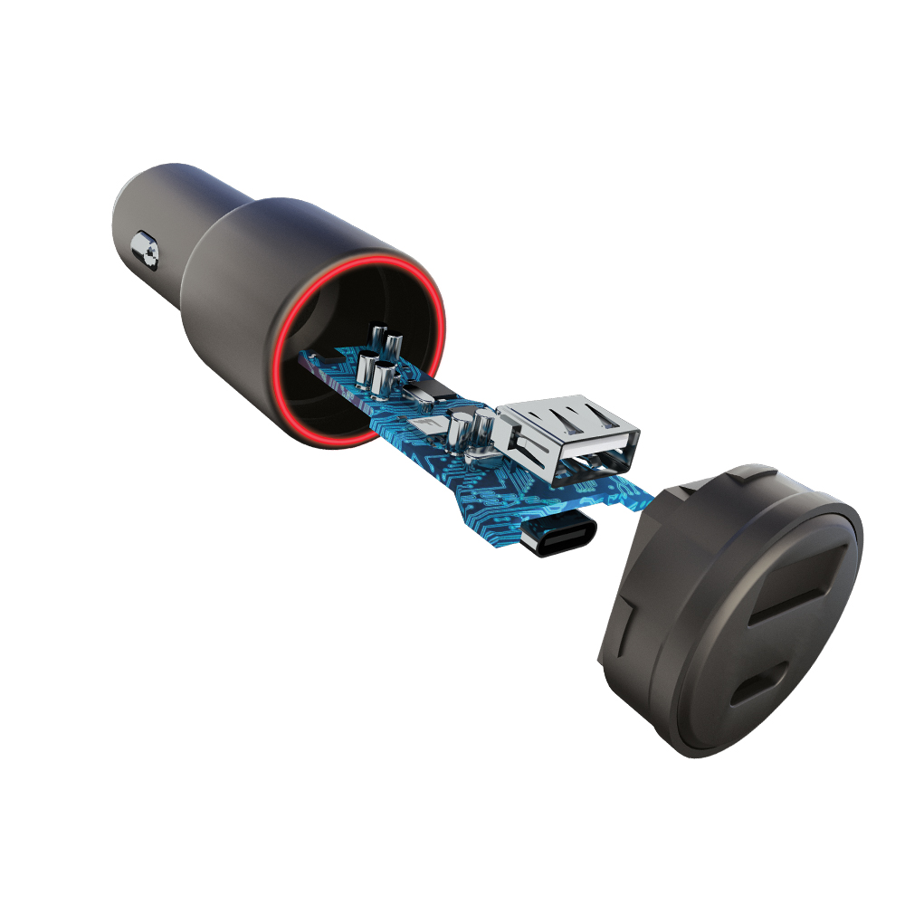 �adowarka samochodowa Forever 2x Type-C PD+2,4A (30W) szara Core / 2