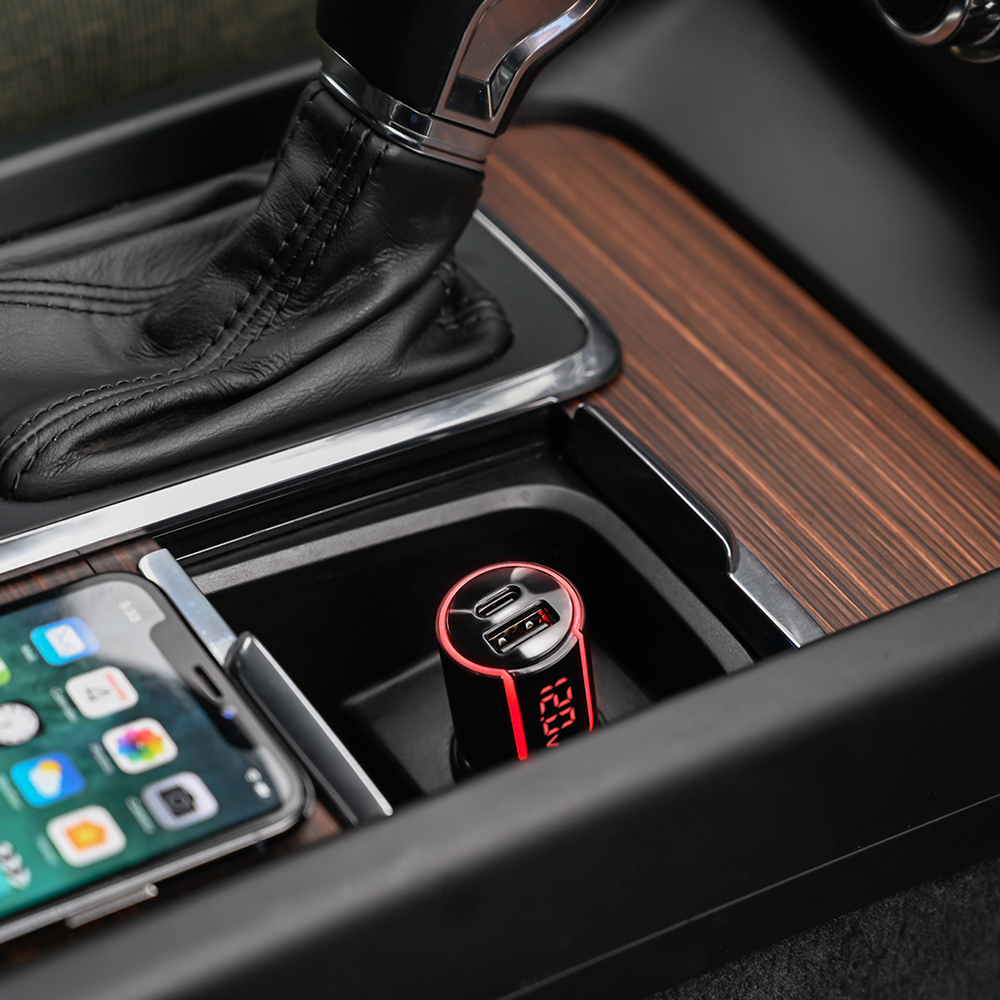 �adowarka samochodowa Forever 2x Type-C PD+QC3.0 z wy�wietlaczem (30W) szara Core / 3