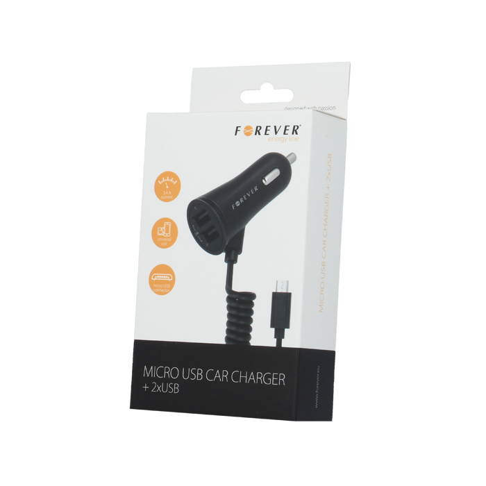 �adowarka samochodowa Forever micro USB + 2xUSB / 4