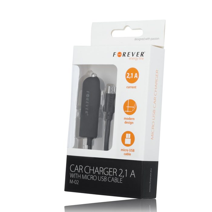 �adowarka samochodowa Forever Micro USB 2,1A M-02 czarna / 2