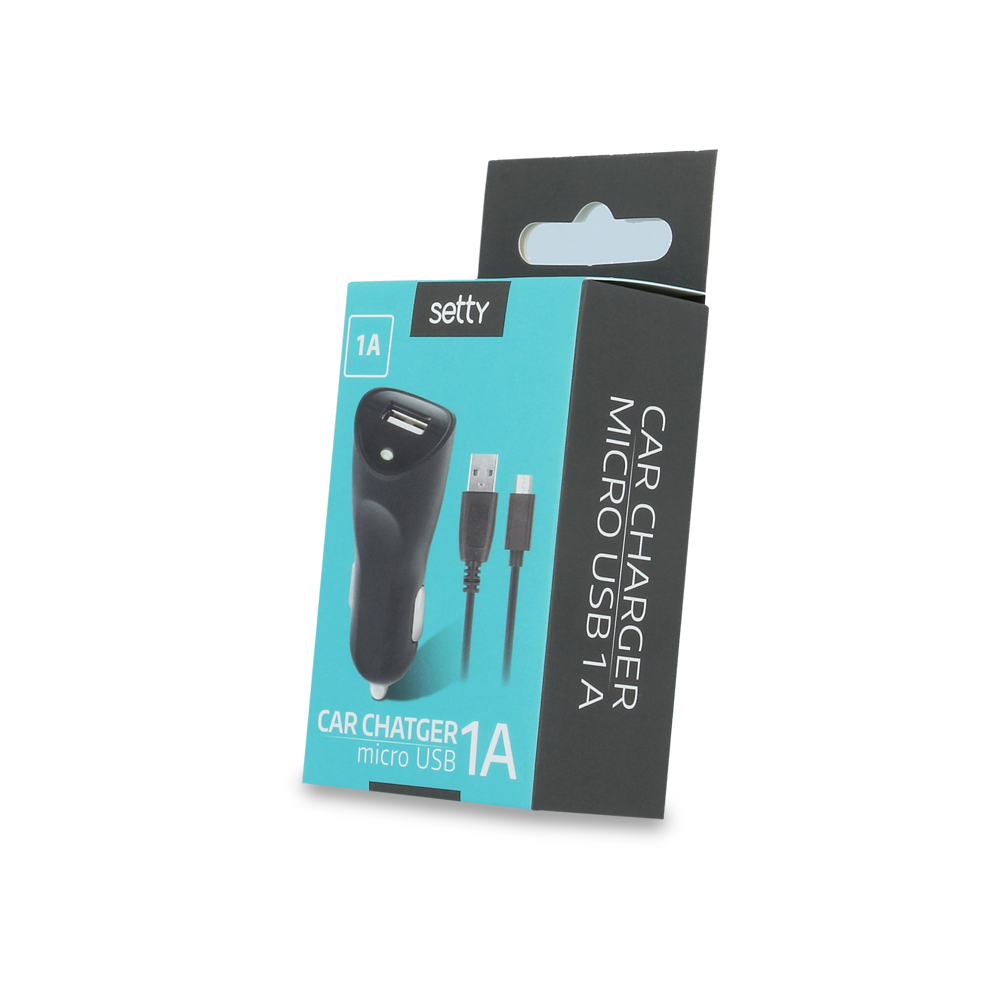 �adowarka samochodowa SETTY USB 1A + kabel micro USB czarna / 3