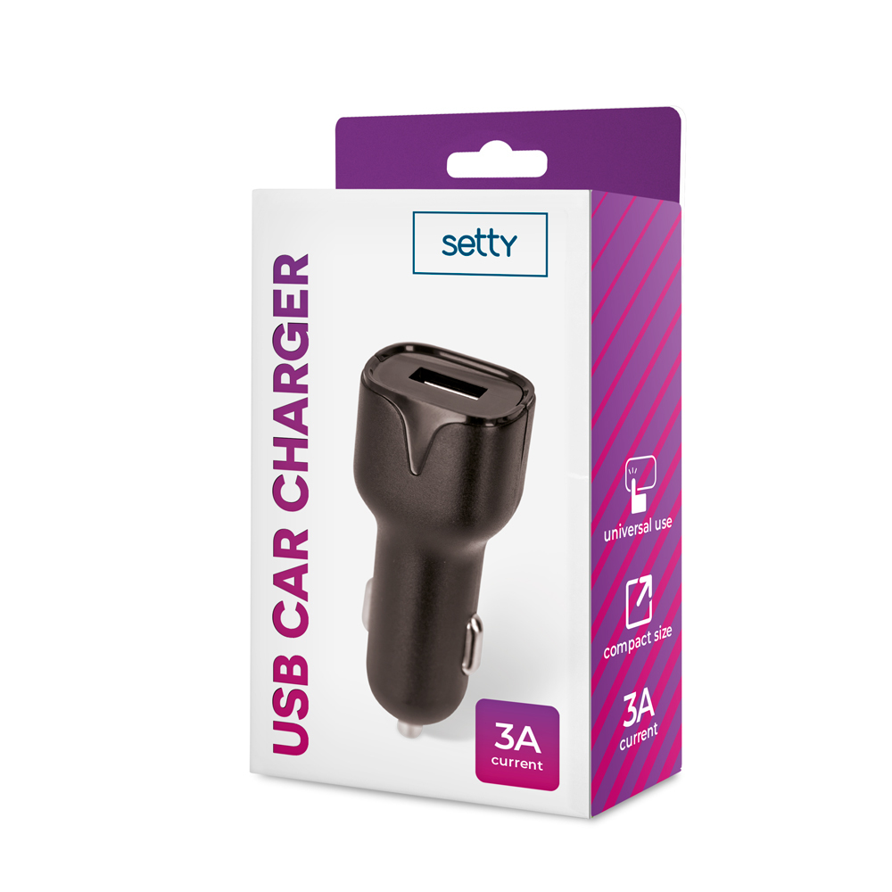 �adowarka samochodowa Setty USB 3A czarna / 2