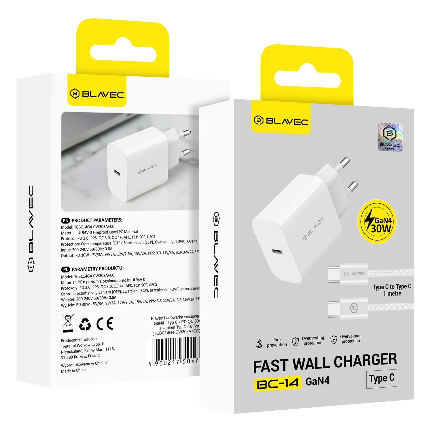 Ładowarka sieciowa Blavec 30W GaN USB-C z kablem USB-C biała Realme Narzo 20a / 5 Ładowarka sieciowa Blavec 30W GaN USB-C z kablem USB-C biała Realme Narzo 20a / 5