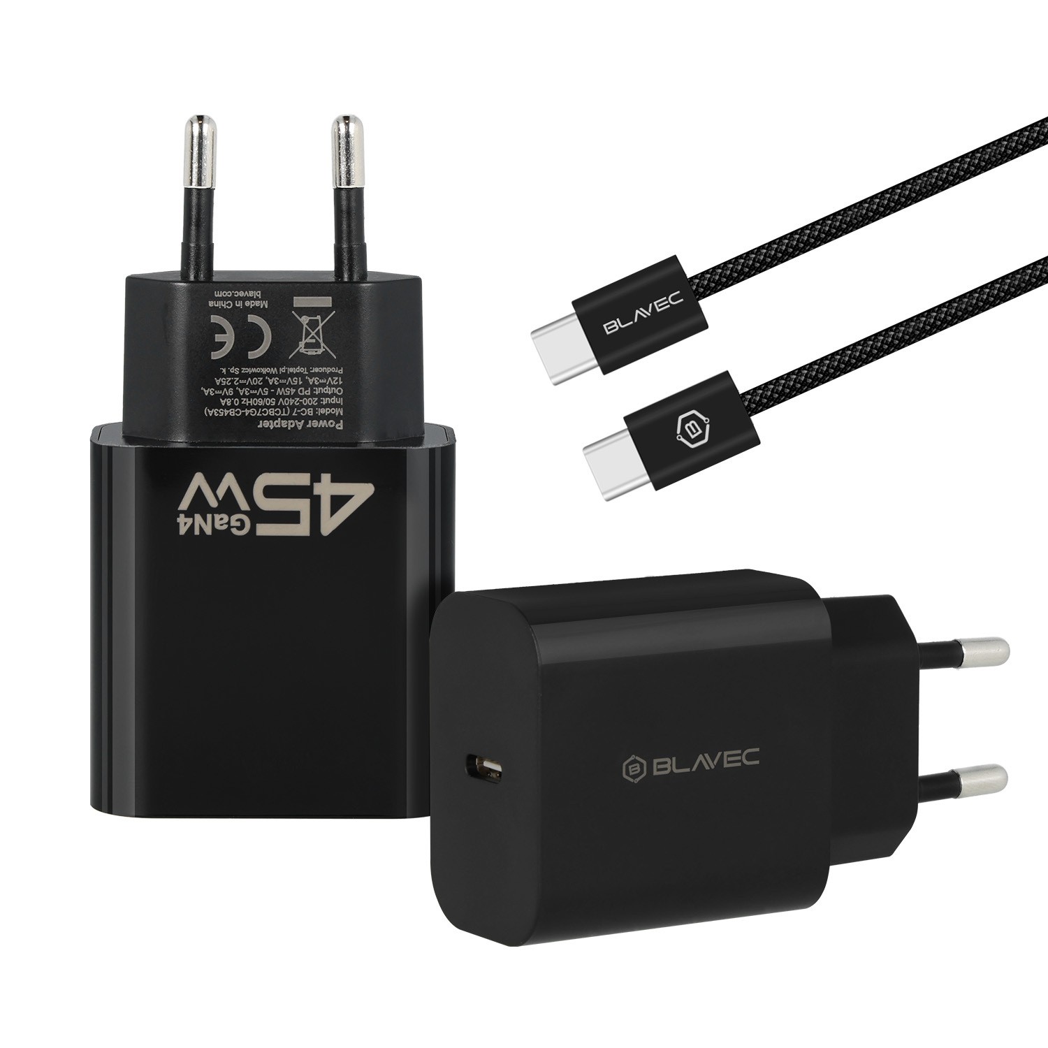 Ładowarka sieciowa Blavec 45W GaN USB-C z kablem USB-C czarna Samsung Galaxy M15 5G Ładowarka sieciowa Blavec 45W GaN USB-C z kablem USB-C czarna Samsung Galaxy M15 5G