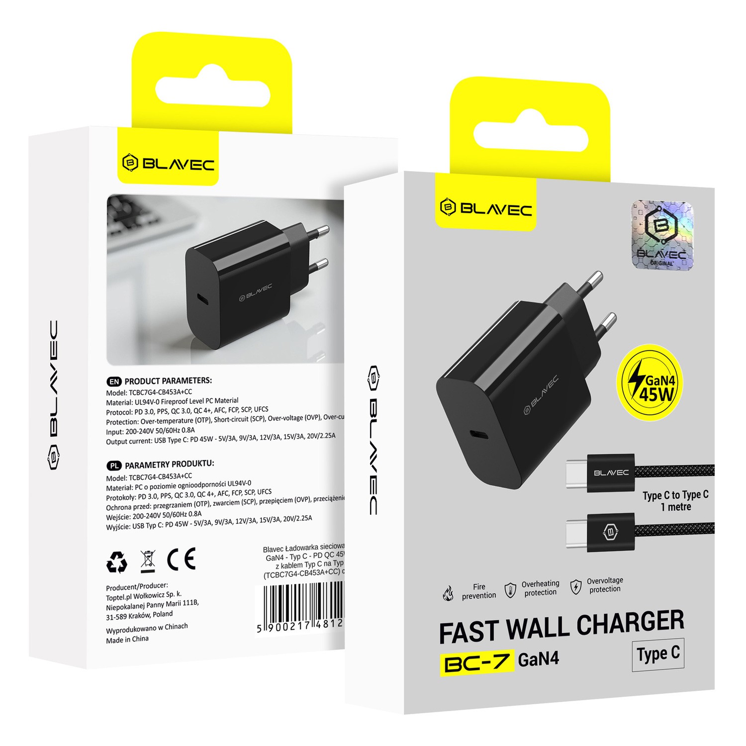 Ładowarka sieciowa Blavec 45W GaN USB-C z kablem USB-C czarna Samsung Galaxy M15 5G / 8 Ładowarka sieciowa Blavec 45W GaN USB-C z kablem USB-C czarna Samsung Galaxy M15 5G / 8