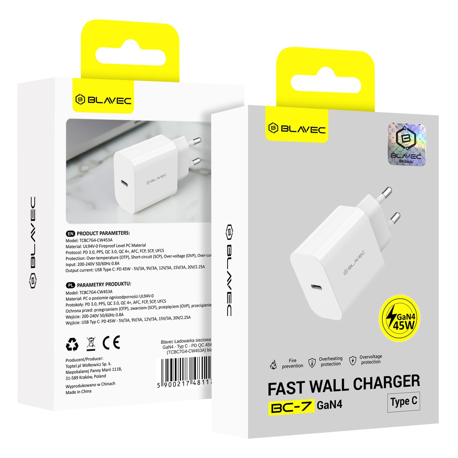 �adowarka sieciowa Blavec 45 W GaN4 USB-C PD bia�a Motorola Moto E22S / 8
