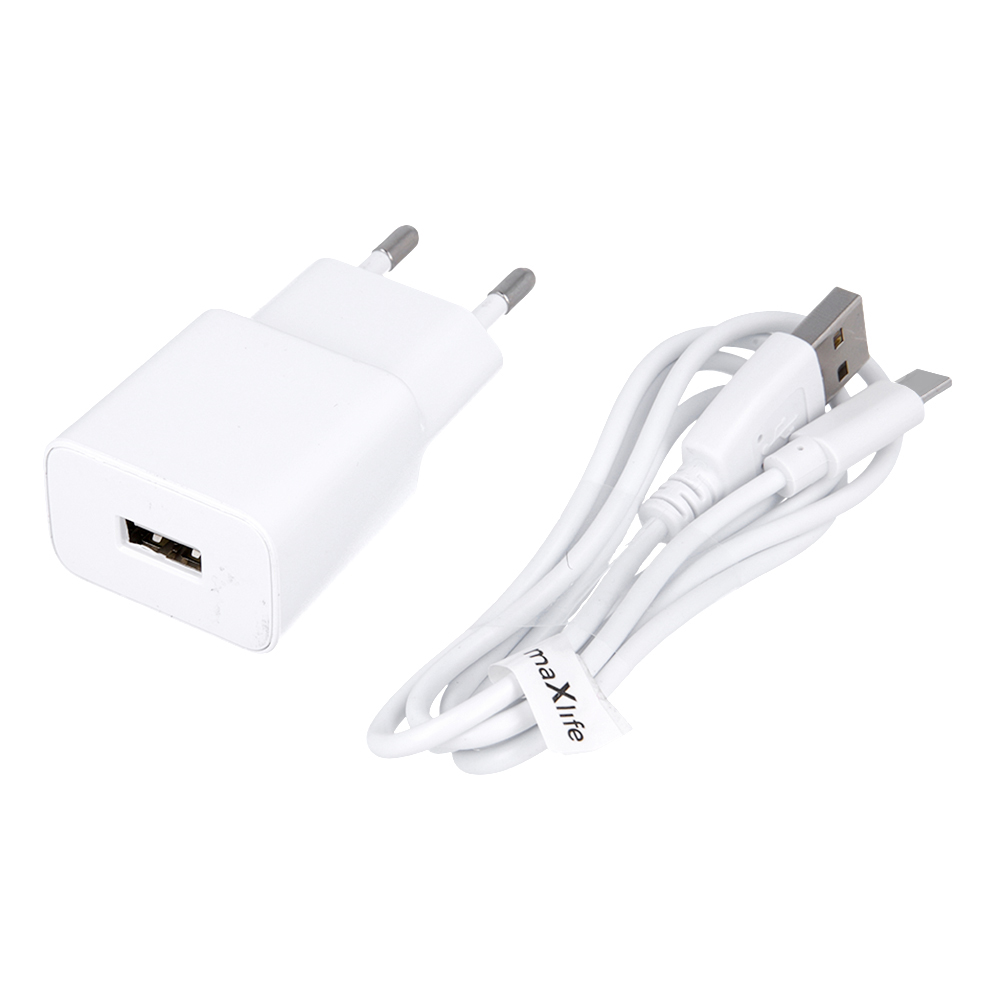 �adowarka sieciowa do telefonu Maxlife 1x USB 2,1A z kablem USB-C bia�a Oppo Reno 13FS 5G