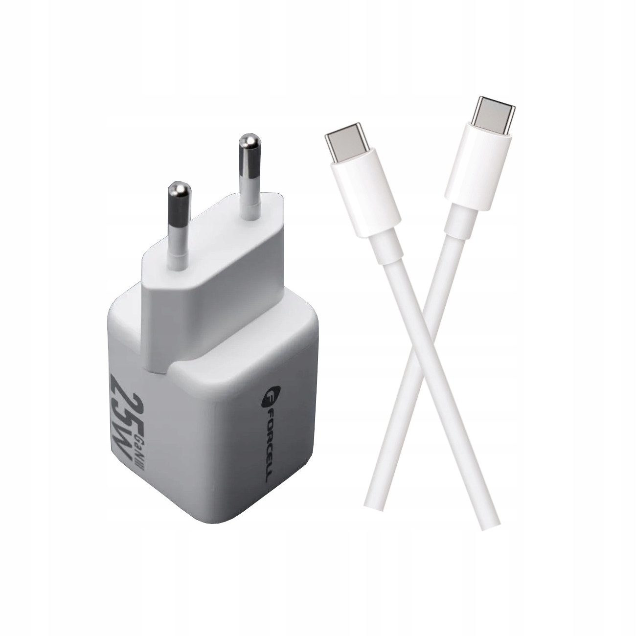 Szybka ładowarka 25W GAN do telefonu z kablem 1m Forcell 2 porty USB i USB-C biała Samsung Galaxy A52S 5G Szybka ładowarka 25W GAN do telefonu z kablem 1m Forcell 2 porty USB i USB-C biała Samsung Galaxy A52S 5G