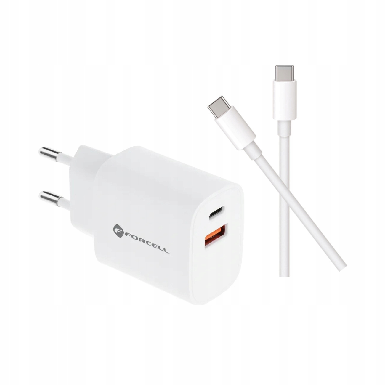 Szybka �adowarka 30W z kablem do telefonu Forcell  2 porty USB i USB-C bia�a Samsung Galaxy A52S 5G