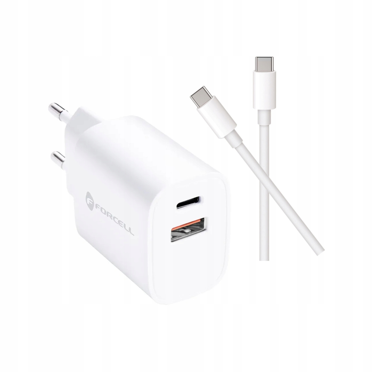 Szybka �adowarka 30W z kablem do telefonu Forcell  2 porty USB i USB-C bia�a Samsung Galaxy A52S 5G / 2