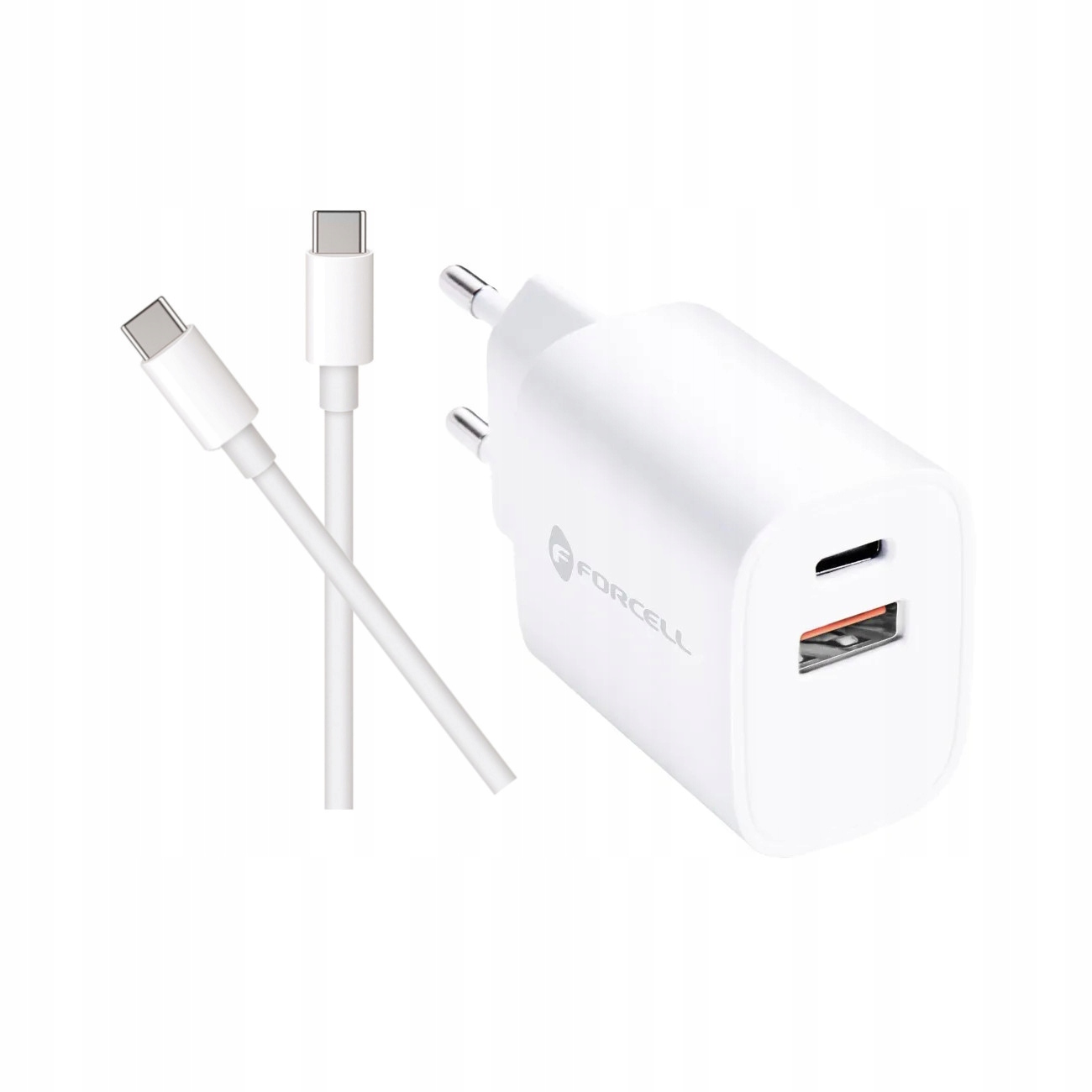 Szybka �adowarka 30W Forcell z d�ugim kablem 2m USB-C do telefonu 2 porty bia�a Samsung Galaxy A52S 5G / 2