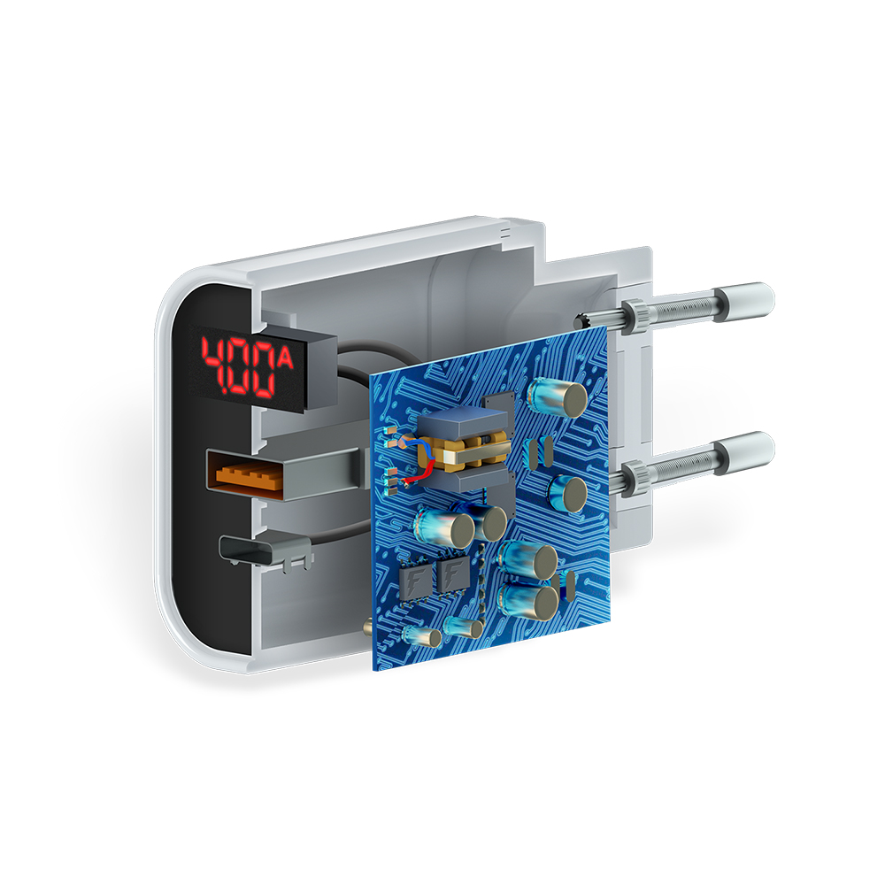 �adowarka sieciowa Forever 2x Type-C PD+QC3.0 z wy�wietlaczem (20W) bia�a Core / 2