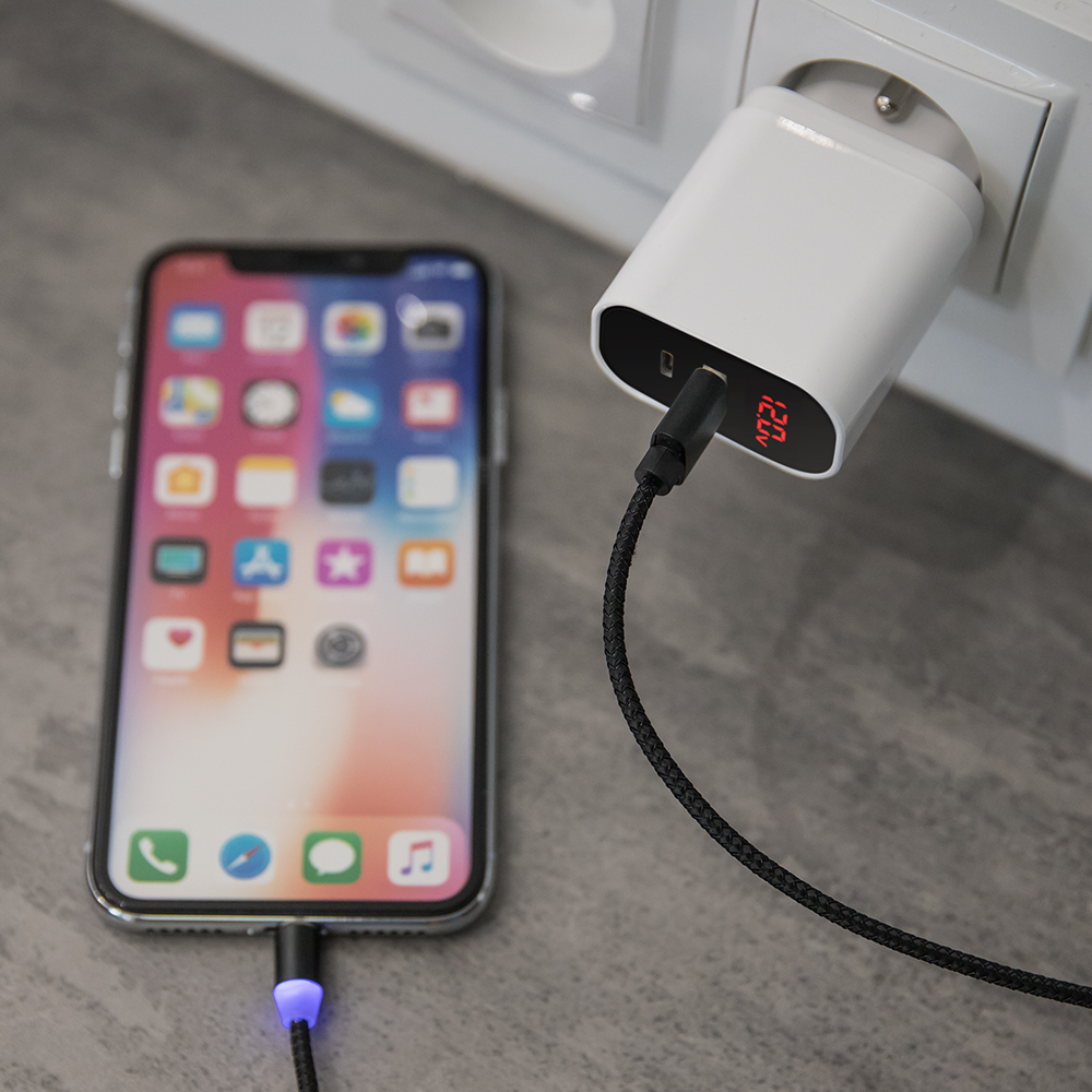 �adowarka sieciowa Forever 2x Type-C PD+QC3.0 z wy�wietlaczem (20W) bia�a Core / 3