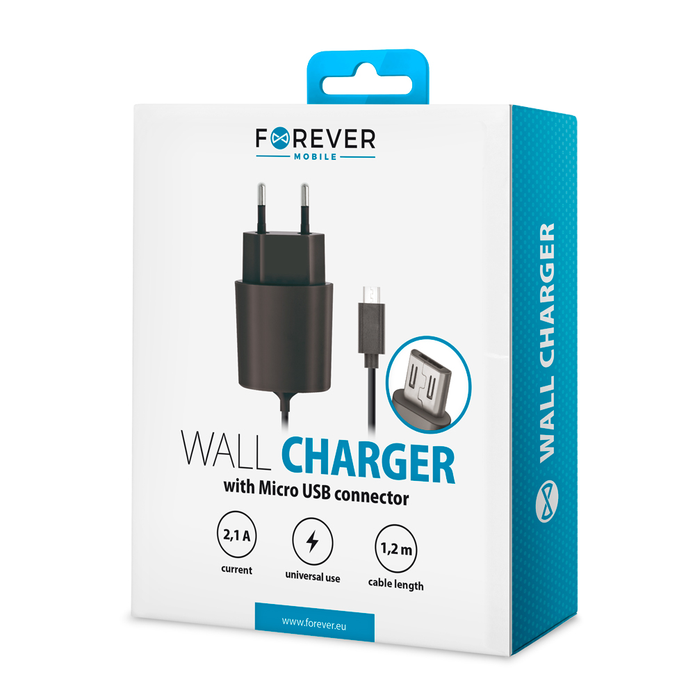 �adowarka sieciowa Forever micro USB 2,1 A czarna / 2