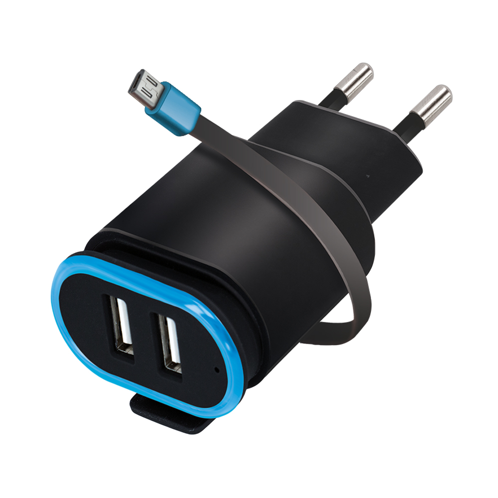 �adowarka sieciowa Forever TC-02 2xUSB 2.4A z kablem micro-USB czarna / 2